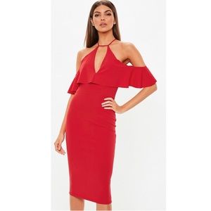 Missguided Red Halter Dress